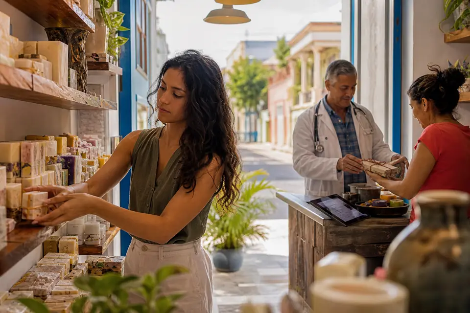 Joven empresaria organiza productos en su pequeña tienda en Caguas